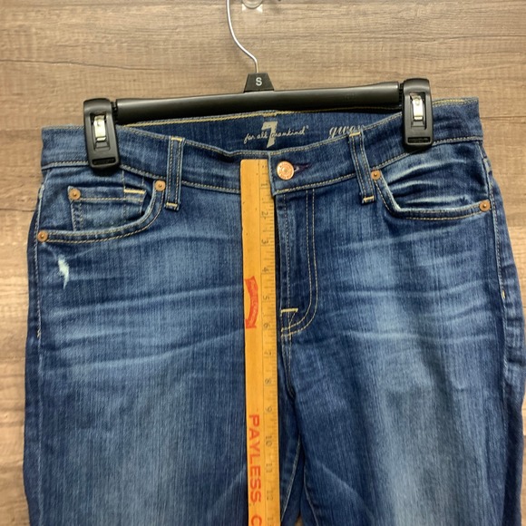 7 For All Mankind Gwenevere Skinny Jeans Distressed Raw Hem Women's Size 29 - Picture 7 of 16